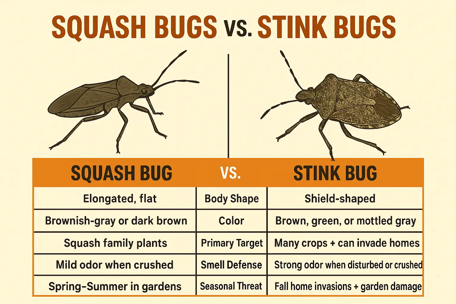 Squash Bugs vs Stink Bugs